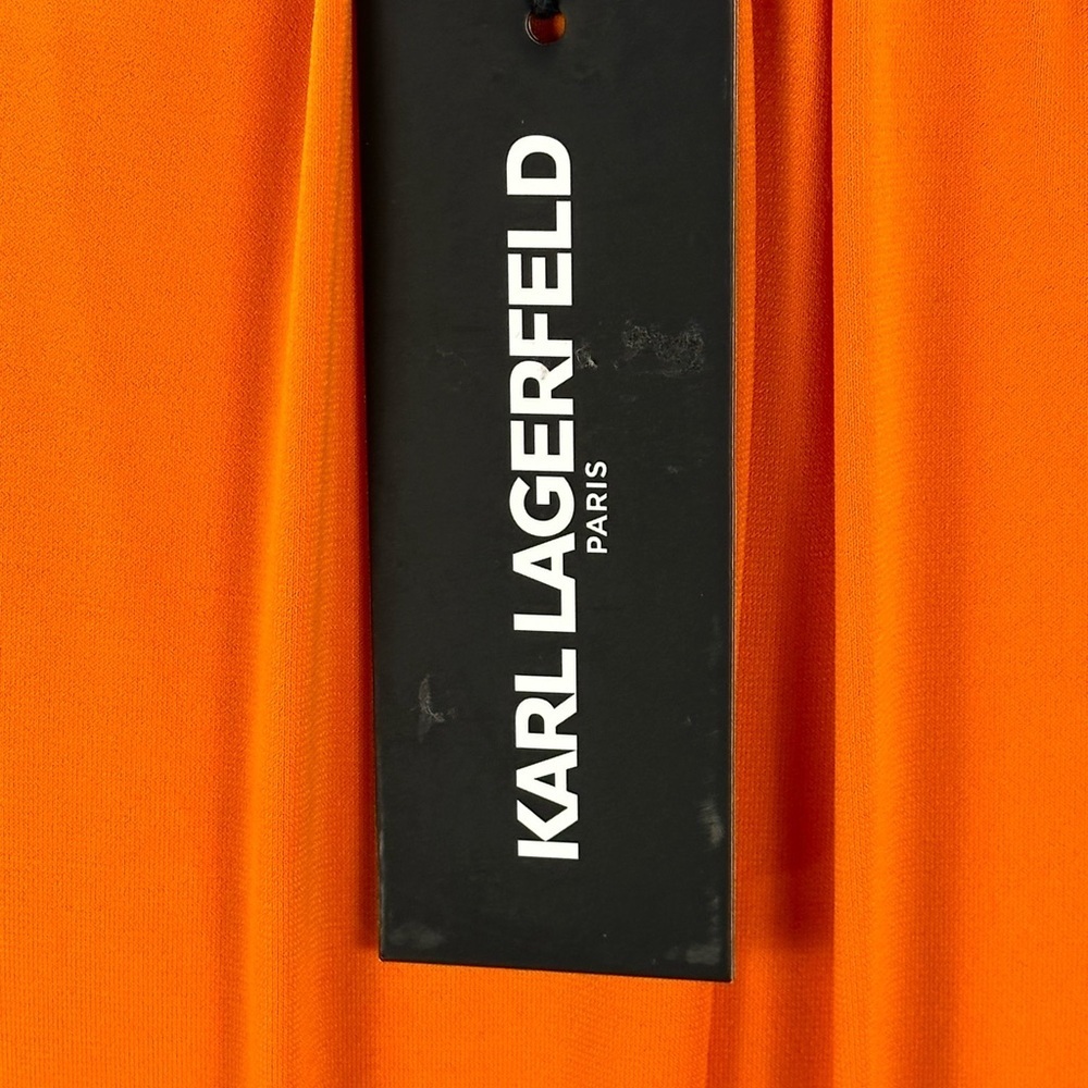 Karl Lagerfeld Sleeveless V-Neck Tiered Maxi Dress - Orange - size Medium - Picture 9 of 10